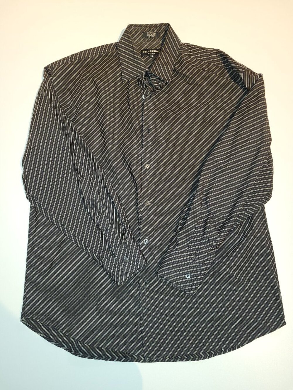 Bellissimo Men's Long Sleeve Diagonal Striped Dress Shirt
